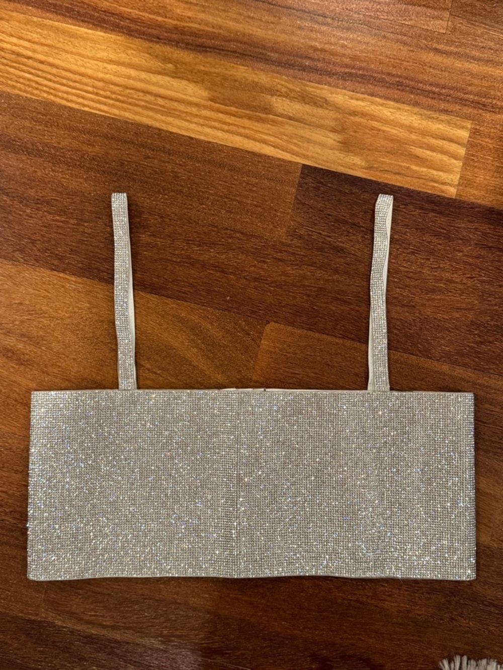 12th Tribe Silver Sparkle Rhinestone Crop Top